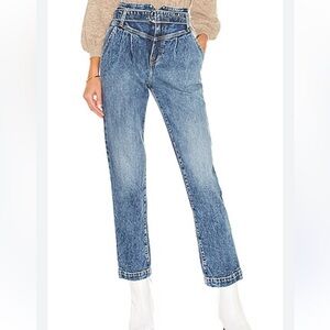 Jonathan Simkhai Cotton Standard Theo Pleated High Rise Cropped Jeans Size 31